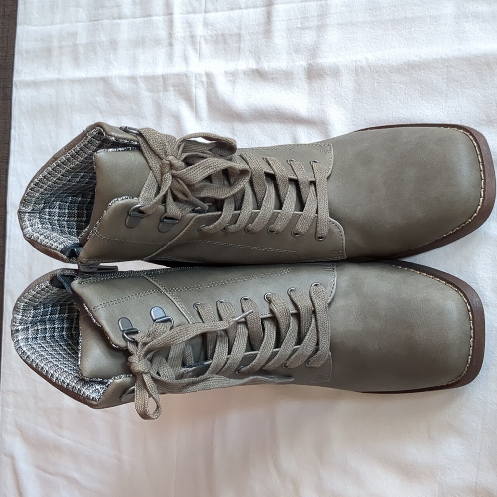 Crown Vintage HollisS Gray Ankle Lace Up/ Zipper Women Boots 9 1/2 M